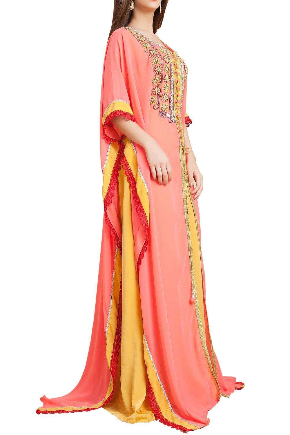 Yellow and Pink Color Handmade Free Size Farasha