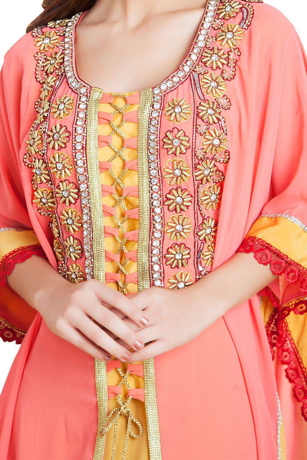 Yellow and Pink Color Handmade Free Size Farasha