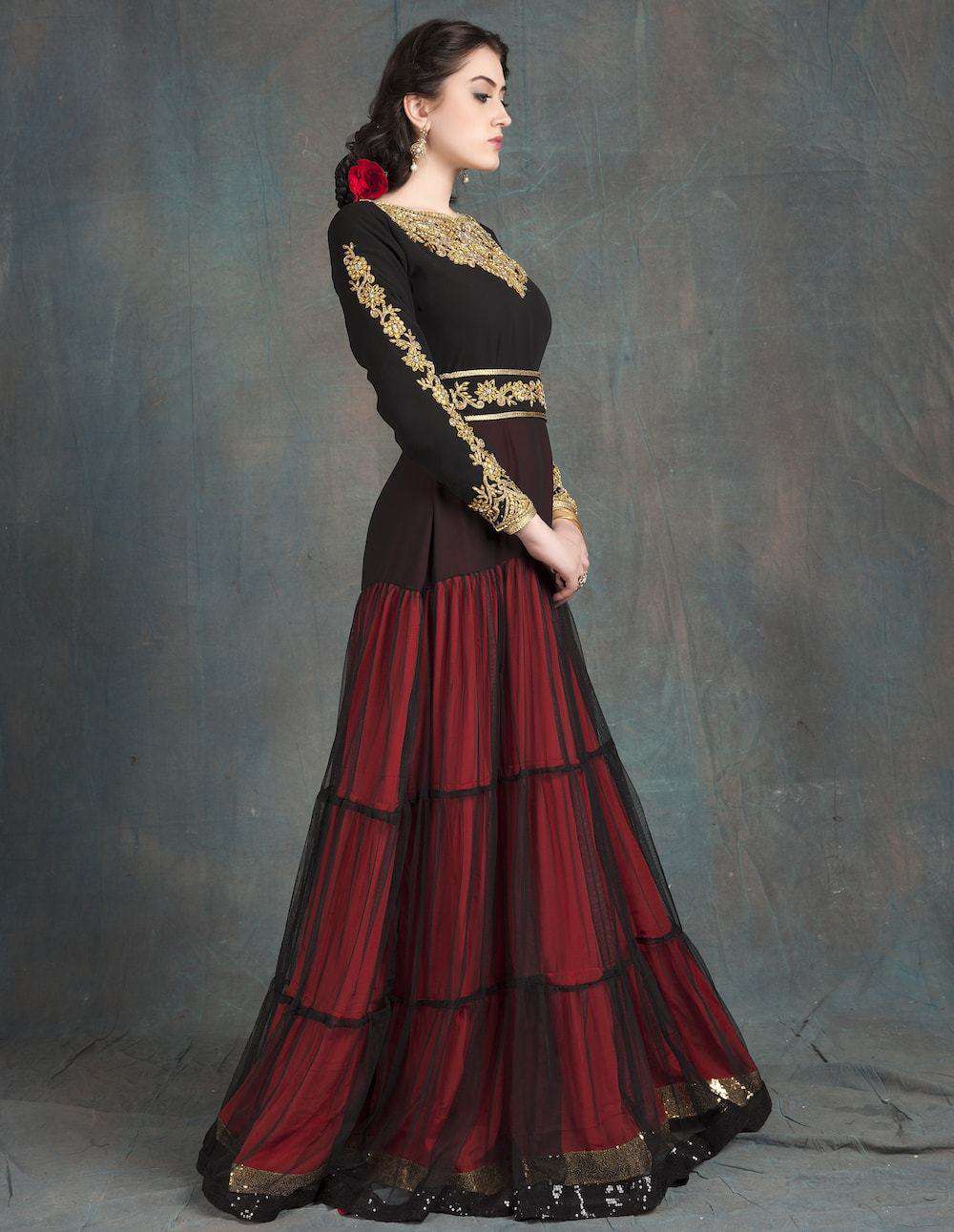 Designer Black Layered Lehenga Choli – Lagorii Kids