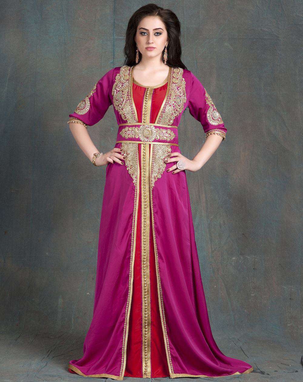 Pink and Maroon Party Wear Jacket Style Dubai Style Takchita MYPF1218