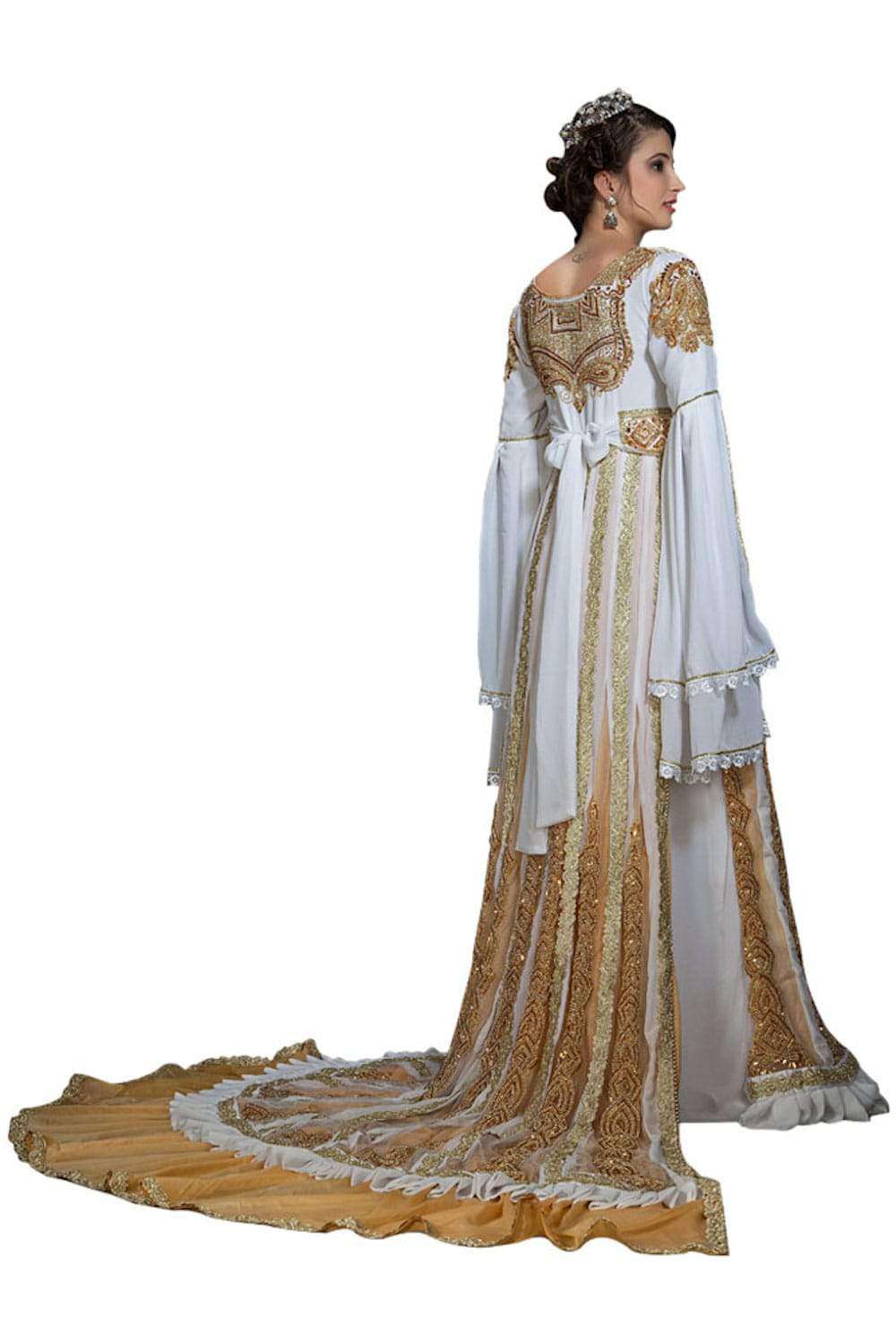 Unique White & Gold Embroidered Designer Caftan