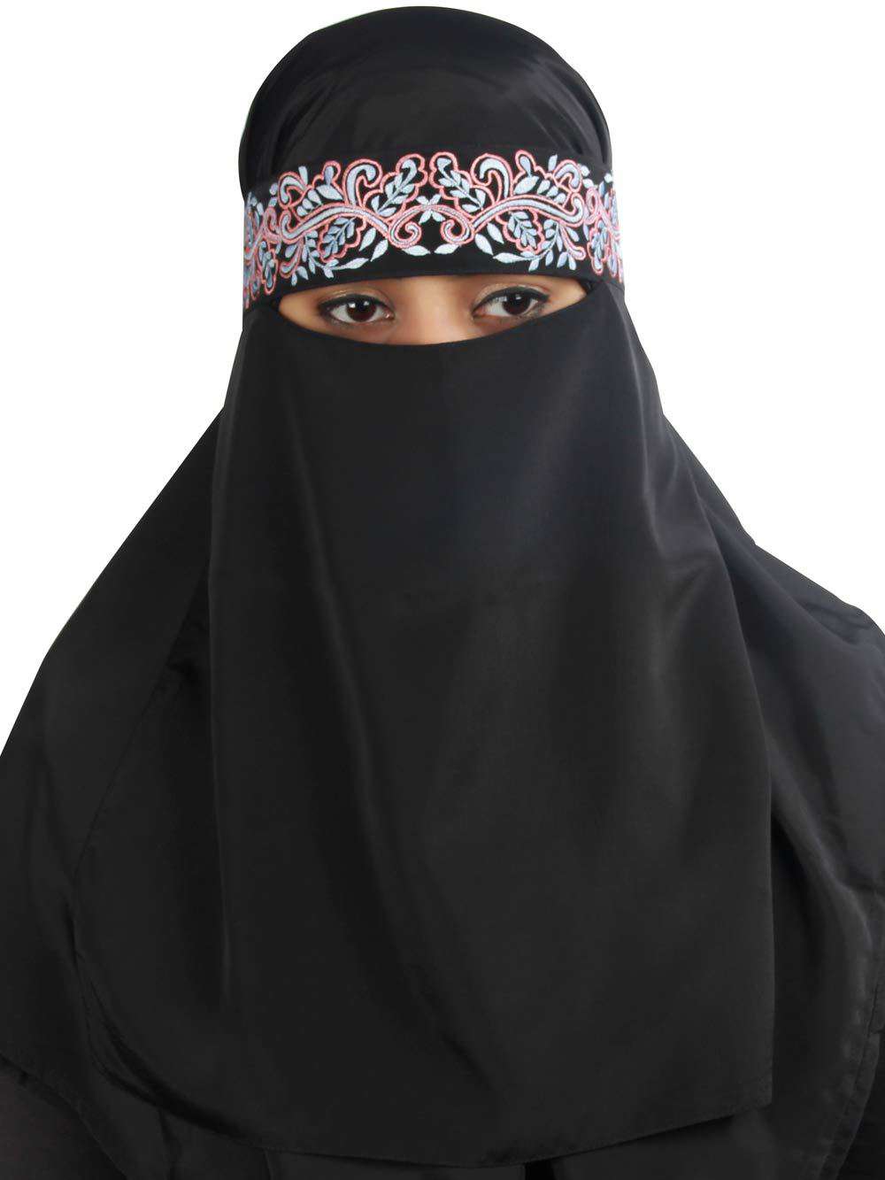 Aqeelah Black Crepe Embroidered Niqab