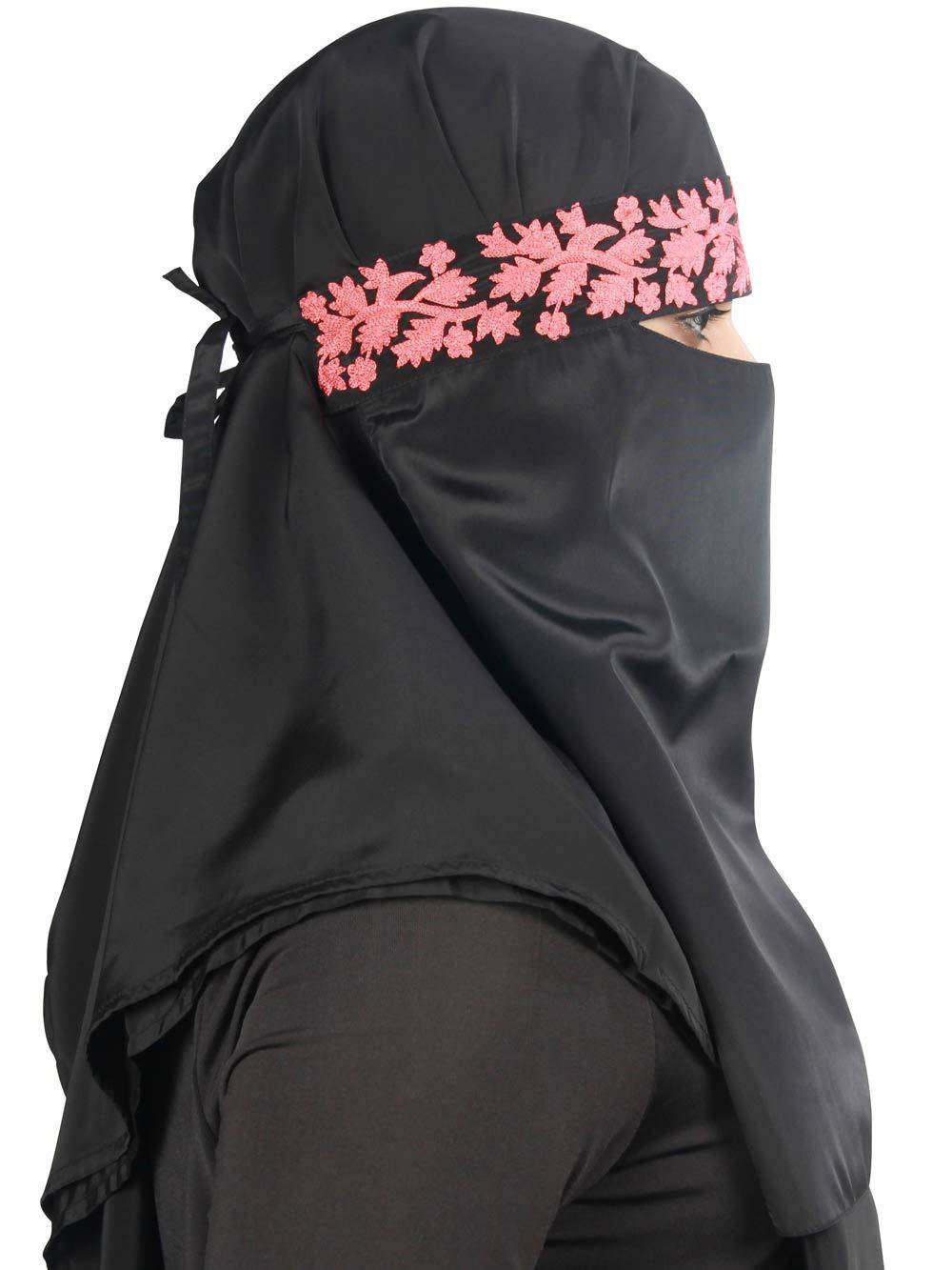 Alishba Black Crepe Embroidered Niqab