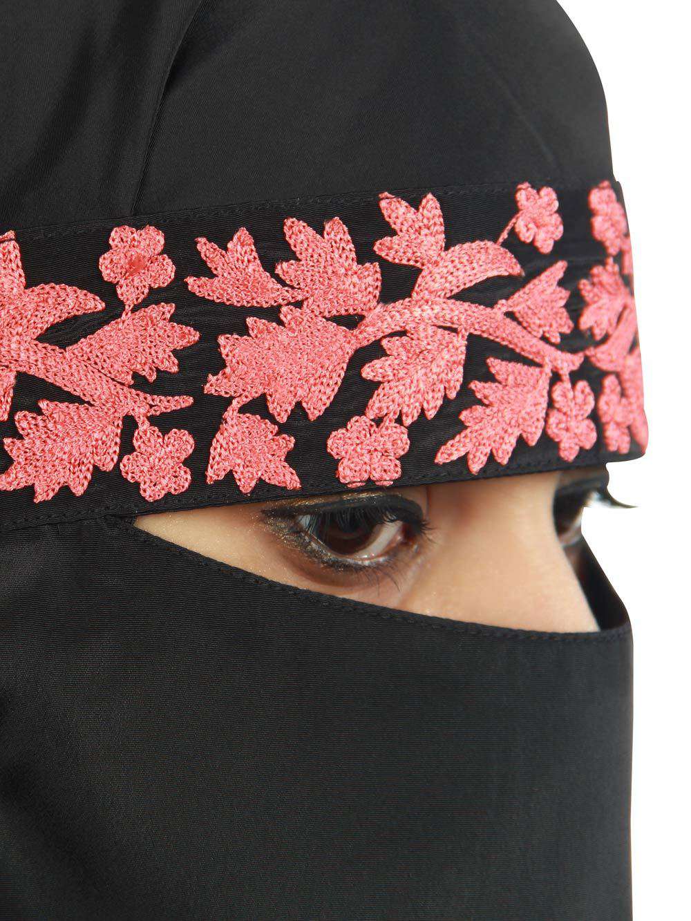 Alishba Black Crepe Embroidered Niqab